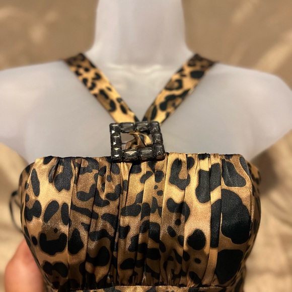 #9 Jessica McClintock for Gunne Sax Animal Print Leopard Cocktail Dress - Picture 6 of 6